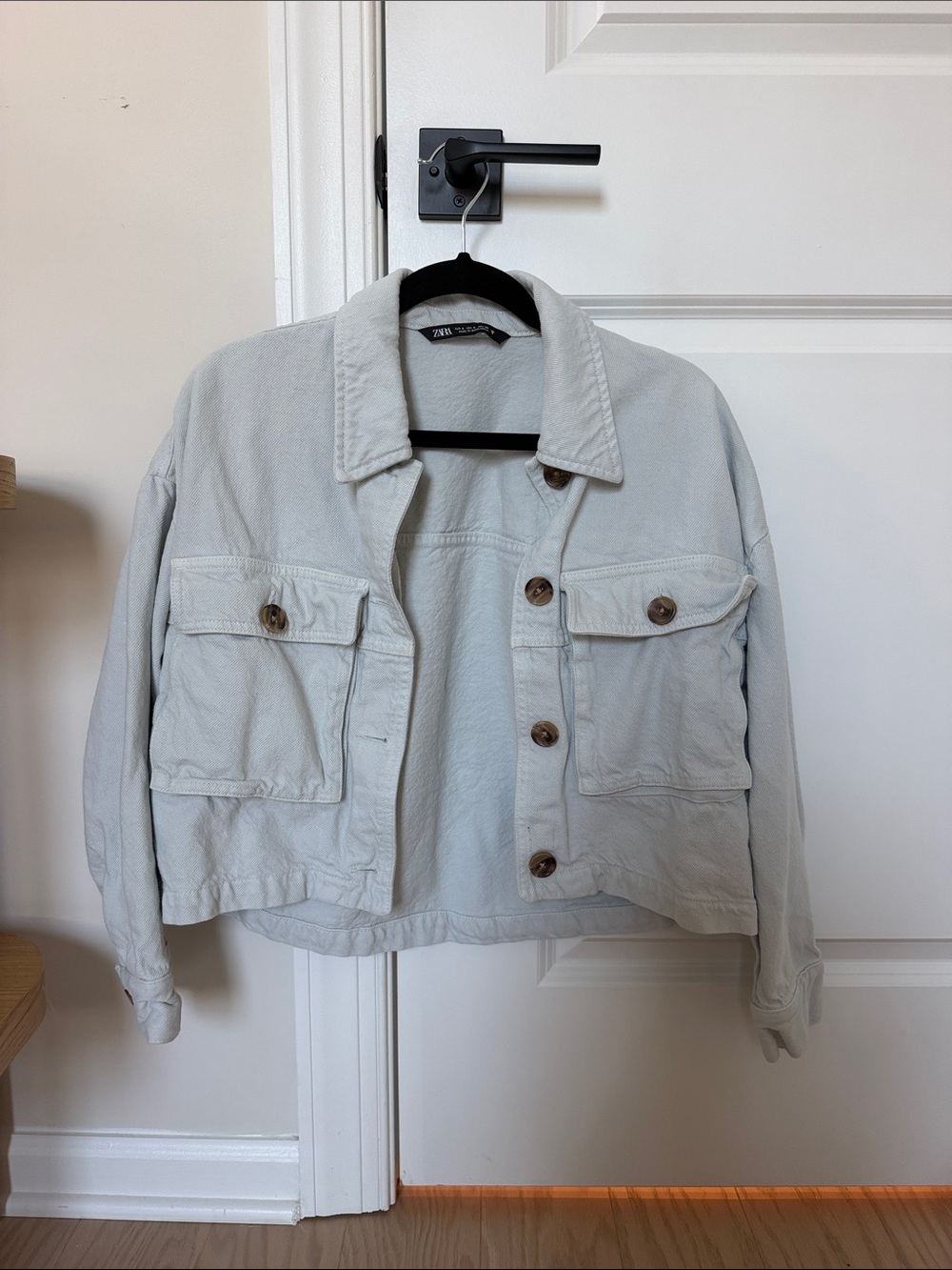 Zara Light Blue Cropped Denim Jacket